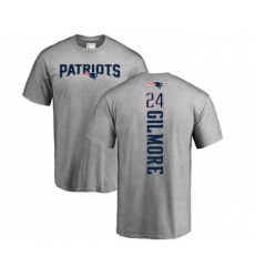 Football New England Patriots #24 Stephon Gilmore Ash Backer T-Shirt