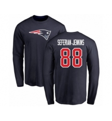 Football New England Patriots #88 Austin Seferian-Jenkins Navy Blue Name & Number Logo Long Sleeve T-Shirt