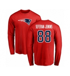 Football New England Patriots #88 Austin Seferian-Jenkins Red Name & Number Logo Long Sleeve T-Shirt