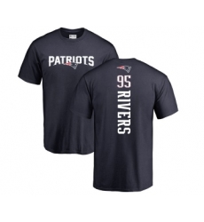 Football New England Patriots #95 Derek Rivers Navy Blue Backer T-Shirt