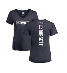 Football Women's New England Patriots #13 Phillip Dorsett Navy Blue Backer T-Shirt