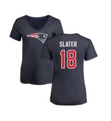 Football Women's New England Patriots #18 Matthew Slater Navy Blue Name & Number Logo Slim Fit T-Shirt
