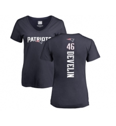 Football Women's New England Patriots #46 James Develin Navy Blue Backer T-Shirt