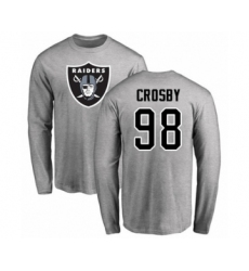 Football Oakland Raiders #98 Maxx Crosby Ash Name & Number Logo Long Sleeve T-Shirt