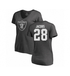 Football Women's Oakland Raiders #28 Josh Jacobs Ash One Color T-Shirt