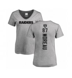 Football Women's Oakland Raiders #87 Foster Moreau Ash Backer T-Shirt