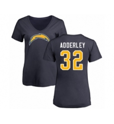 Football Women's Los Angeles Chargers #32 Nasir Adderley Navy Blue Name & Number Logo T-Shirt