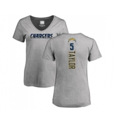 Football Women's Los Angeles Chargers #5 Tyrod Taylor Ash Backer T-Shirt