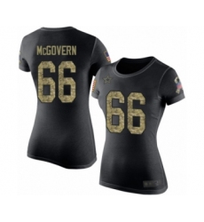 Football Women's Dallas Cowboys #66 Connor McGovern Black Camo Salute to Service T-Shirt