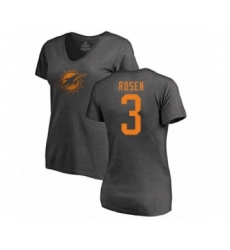 Football Women's Miami Dolphins #3 Josh Rosen Ash One Color T-Shirt