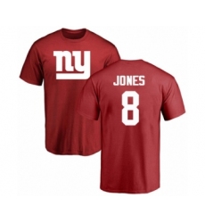 Football New York Giants #8 Daniel Jones Red Name & Number Logo T-Shirt