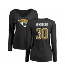 Football Women's Jacksonville Jaguars #30 Ryquell Armstead Black Name & Number Logo Slim Fit Long Sleeve T-Shirt