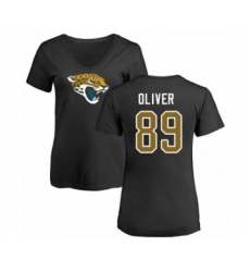 Football Women's Jacksonville Jaguars #89 Josh Oliver Black Name & Number Logo Slim Fit T-Shirt
