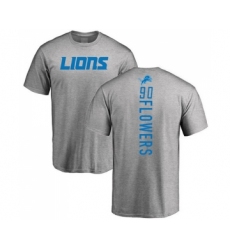 Football Detroit Lions #90 Trey Flowers Ash Backer T-Shirt
