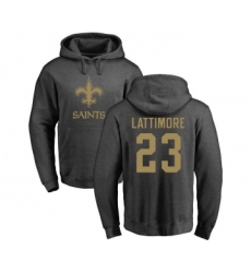Football New Orleans Saints #23 Marshon Lattimore Ash One Color Pullover Hoodie