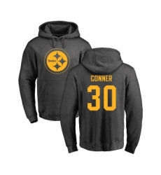 Football Pittsburgh Steelers #30 James Conner Ash One Color Pullover Hoodie