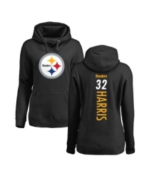 Football Women's Pittsburgh Steelers #32 Franco Harris Black Backer Pullover Hoodie