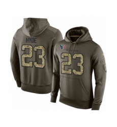 Football Men's Houston Texans #23 Carlos Hyde Green Salute To Service Pullover Hoodie