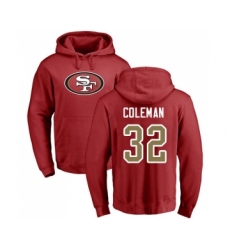 Football San Francisco 49ers #32 Tevin Coleman Red Name & Number Logo Pullover Hoodie