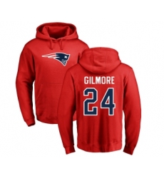 Football New England Patriots #24 Stephon Gilmore Red Name & Number Logo Pullover Hoodie