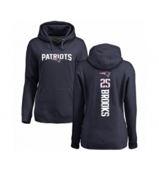 Football Women's New England Patriots #25 Terrence Brooks Navy Blue Backer Pullover Hoodie