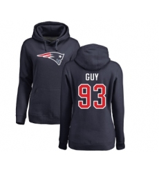 Football Women's New England Patriots #93 Lawrence Guy Navy Blue Name & Number Logo Pullover Hoodie