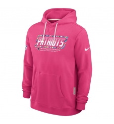 Men's New England Patriots Pink 2026 Crucial Catch Sideline Standard Issue Dri-FIT Pullover Hoodie
