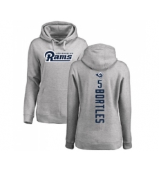 Football Women's Los Angeles Rams #5 Blake Bortles Ash Backer Pullover Hoodie