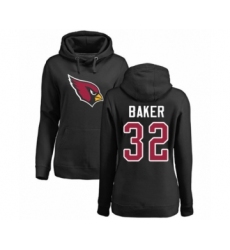 Football Women's Arizona Cardinals #32 Budda Baker Black Name & Number Logo Pullover Hoodie