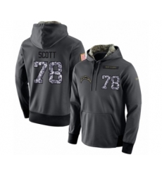 Football Men's Los Angeles Chargers #78 Trent Scott Stitched Black Anthracite Salute to Service Player Performance Hoodie