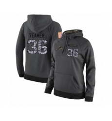 Football Women's Los Angeles Chargers #36 Roderic Teamer Stitched Black Anthracite Salute to Service Player Performance Hoodie