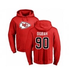 Football Kansas City Chiefs #90 Emmanuel Ogbah Red Name & Number Logo Pullover Hoodie