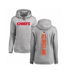 Football Women's Kansas City Chiefs #21 Bashaud Breeland Ash Backer Pullover Hoodie