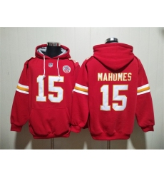 Men's Kansas City Chiefs #15 Patrick Mahomes Red Lace-Up Pullover Hoodie