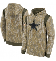 Men's Dallas Cowboys Nike Camo 2021 Salute To Service Therma Performance Pullover Hoodie