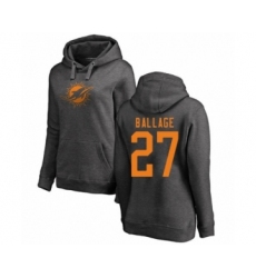 Football Women's Miami Dolphins #27 Kalen Ballage Ash One Color Pullover Hoodie