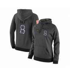 Football Women's New York Jets #8 Luke Falk Stitched Black Anthracite Salute to Service Player Performance Hoodie