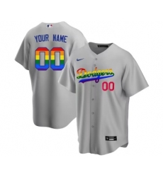 Men's Los Angeles Dodgers Customized Gray Cool Base Stitched Baseball Jersey
