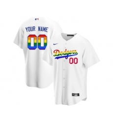 Men's Los Angeles Dodgers Customized White Cool Base Stitched Baseball Jersey
