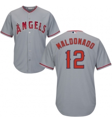 Youth Majestic Los Angeles Angels of Anaheim #12 Martin Maldonado Authentic Grey Road Cool Base MLB Jersey