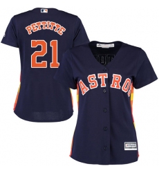 Women's Majestic Houston Astros #21 Andy Pettitte Authentic Navy Blue Alternate Cool Base MLB Jersey