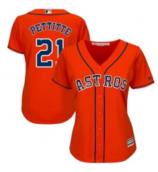 Women's Majestic Houston Astros #21 Andy Pettitte Authentic Orange Alternate Cool Base MLB Jersey