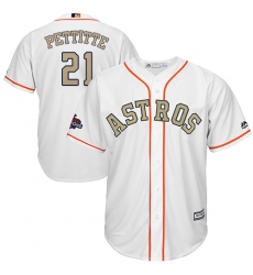 Youth Majestic Houston Astros #21 Andy Pettitte Authentic White 2018 Gold Program Cool Base MLB Jersey