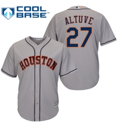 Youth Majestic Houston Astros #27 Jose Altuve Authentic Grey Road Cool Base MLB Jersey