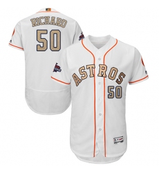 Men's Majestic Houston Astros #50 J.R. Richard White 2018 Gold Program Flex Base Authentic Collection MLB Jersey