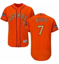 Men's Majestic Houston Astros #7 Craig Biggio Orange Alternate 2018 Gold Program Flex Base Authentic Collection MLB Jersey