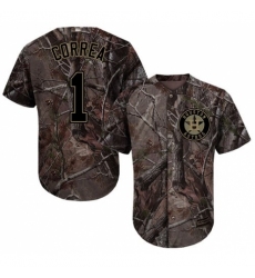 Men's Majestic Houston Astros #1 Carlos Correa Authentic Camo Realtree Collection Flex Base MLB Jersey