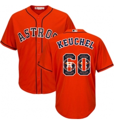 Men's Majestic Houston Astros #60 Dallas Keuchel Authentic Orange Team Logo Fashion Cool Base MLB Jersey