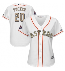 Women's Majestic Houston Astros #20 Preston Tucker Authentic White 2018 Gold Program Cool Base MLB Jersey