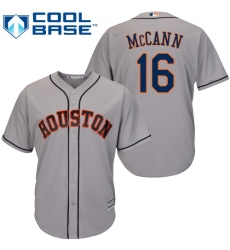 Youth Majestic Houston Astros #16 Brian McCann Authentic Grey Road Cool Base MLB Jersey
